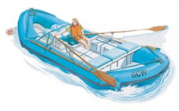 oar-boat Grand Canyon Whitewater oar-powered raft rendition.