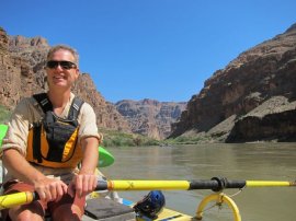 Rowing my raft down the Colorado River in Grand Canyon